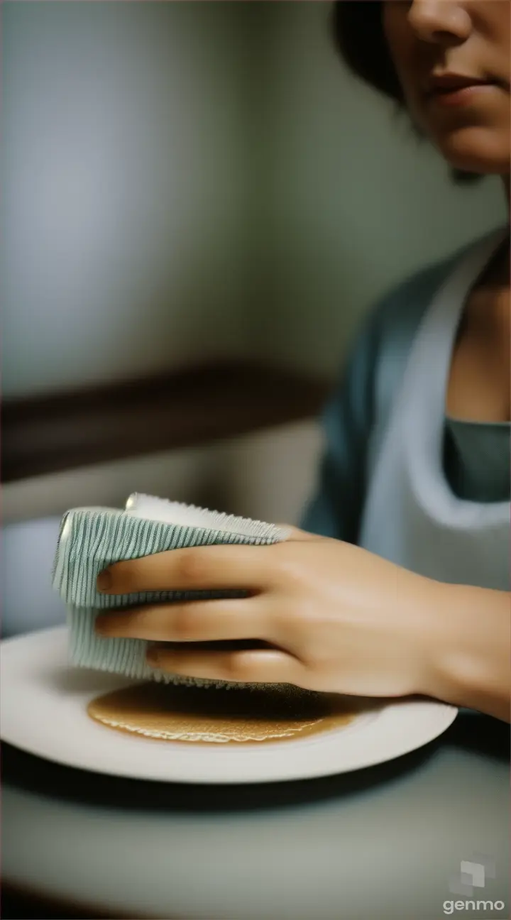 a woman cleaning plate