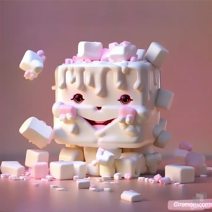 a white toy with pink marshmallows around it