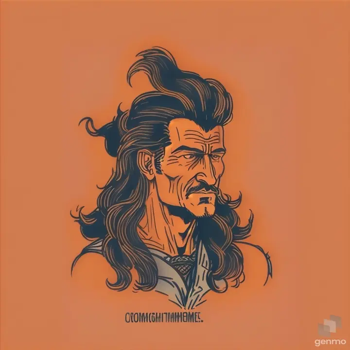 a drawing of a man with long hair