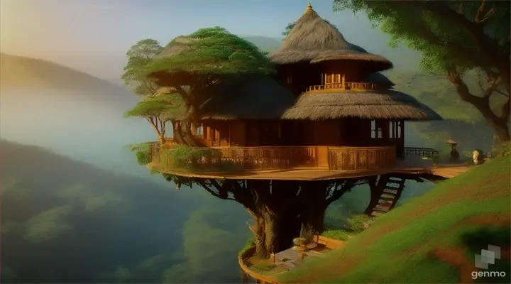 Together they made a beautiful house on top of the tree. /India Full Screen.
