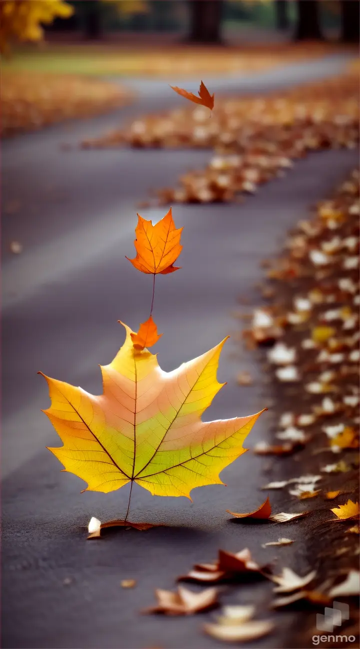 A leaf falling slowly to the ground