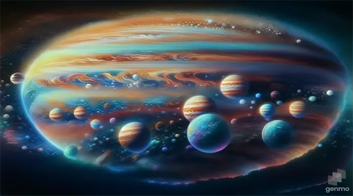 a painting of the planets in space