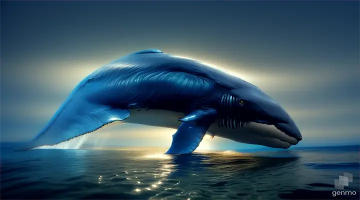 Big whale in the deep sea in the dark