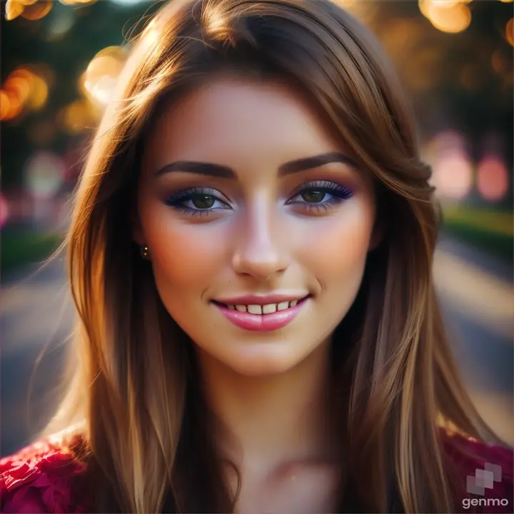 A beautiful European young woman opens her eyes and closes her eyelids. The girl blinks slowly. The girl has a beautiful smile.