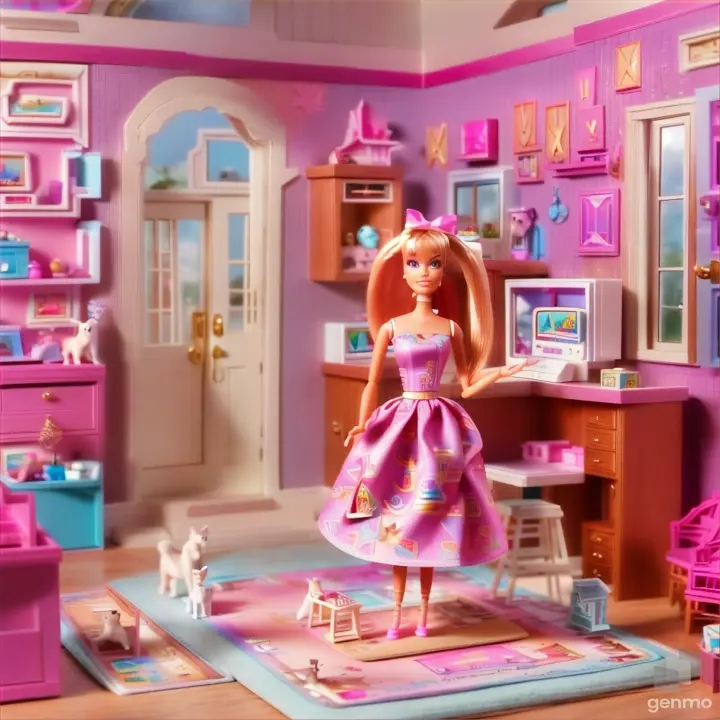 Completing the Setup: With each room carefully arranged and every detail in place, Barbie steps back to admire her new home, feeling a sense of pride and accomplishment.