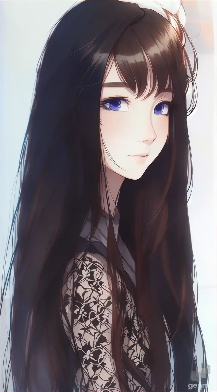 a drawing of a woman with long black hair