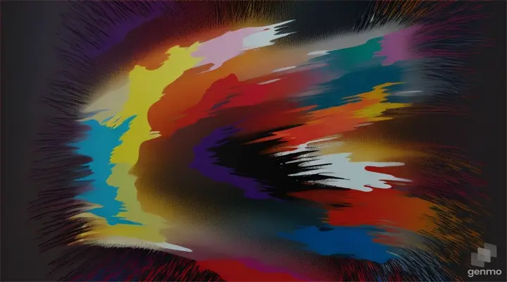 farbexplosion, farbwolke, farbstaub, das aus der farbe die silhouette eines frauenprofils formt auf schwarzem hintergrund A stunning display of abstract art featuring a color explosion, color cloud, and color dust. The colors swirl and blend together to form the silhouette of a woman's profile against a black background. The vibrant hues create a sense of movement and energy, showcasing the beauty of color and form.
