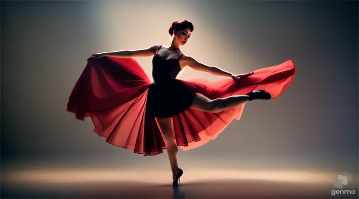 The ballerina in the image of Carmen dances and often stomps her foot on stage.  overall plan