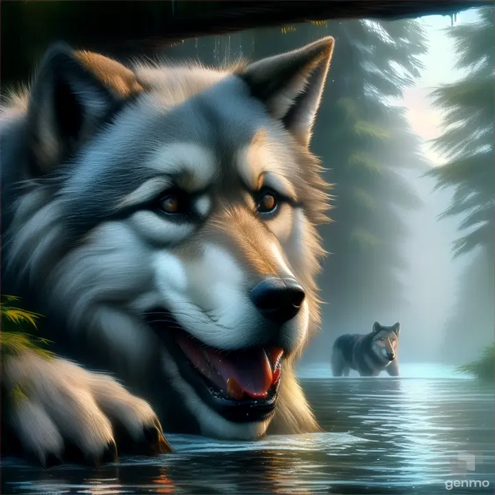 a crying wolf is in the water 