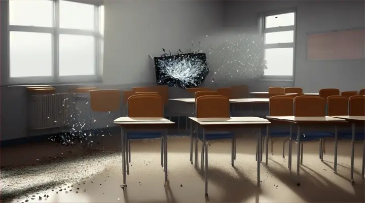 classroom chair hitting the school window