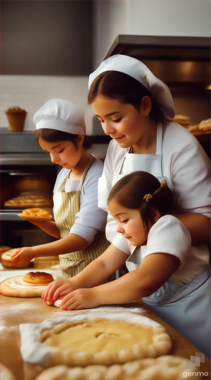 Mother and daughter making bekery