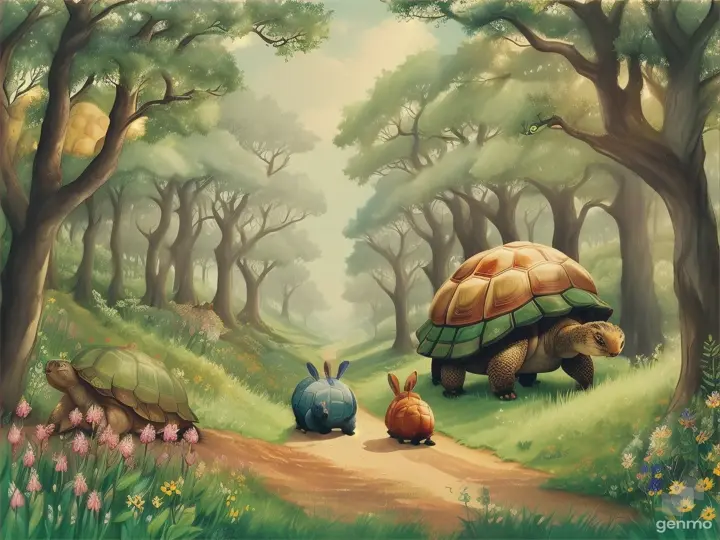 Once upon a time, there lived a tortoise and a rabbit in a forest. Both of them were very good friends. One day, he noticed that the environment around him was completely drying up. They then thought why not do something