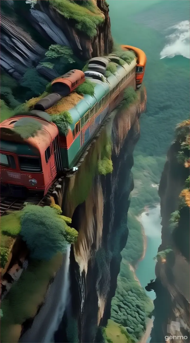 a train that is sitting on top of a cliff