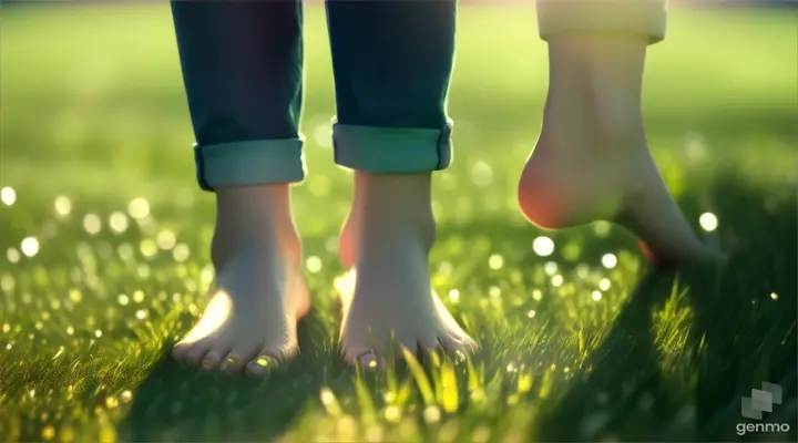 Bare feet on the grass, 16:9