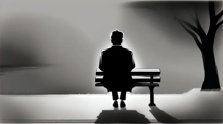 Lonely person black and white illustrated omage