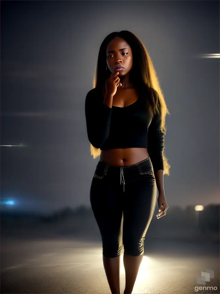 cinematic contour lighting,  ProLog, award winning composition, chromatic aberration, 8k, high quality details sharp realistic full body  black woman in simple casual clothes.straight hair, she it’s crying expression, sitting in room dynamic motion suspense night room scene Seed: 3730809708