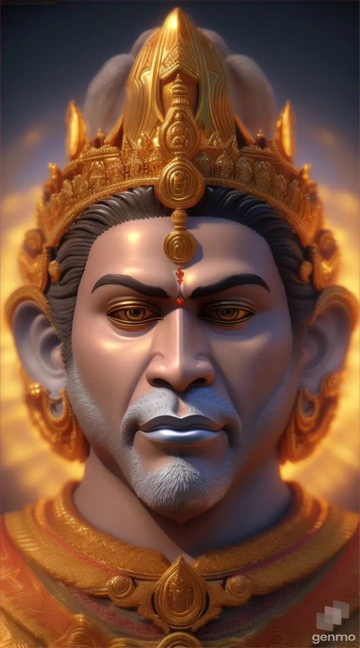 God Hanuman image with face illusion Diffusion HQ with Golden Rays in the sky