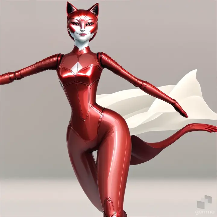 red cat woman. The thin body is like a reed, the hands are graceful.  A straight back gives the girl a royal posture, and an upturned chin speaks of self-confidence.  A beautiful woman walks smoothly, like a cat.  Her movements are soft and graceful.  And the gait can be springy, which reveals inner joy.  suddenly jumps high.  Overall plan