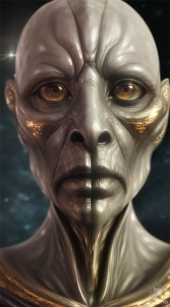 beauty and elegance of the unnatural world, portrait of an old alien, deep wrinkles, a small, clear amber, creature with a big head and large seductive eyes, catch lights in eyes, textured skin, smoky eye shadow, high detail skin, high detail eyes, smoky makeup, moonglow, glowing, mystical, masterpiece, perfect anatomy, epic fantasy scenes,
hyperdetailed, high quality, 8k, HDR, realistic photo, cinematic lighting,
official art, cinematic photo, looking at viewer