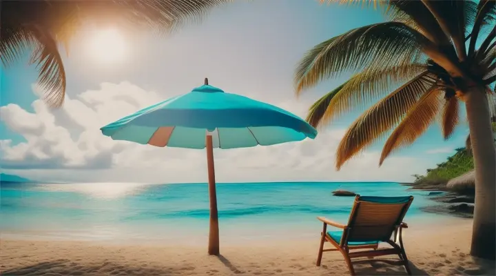 Coconut tree with chair on the beach