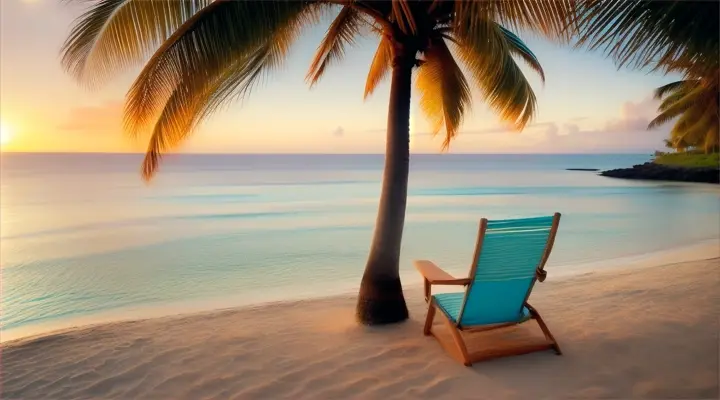 Coconut tree with chair on the beach