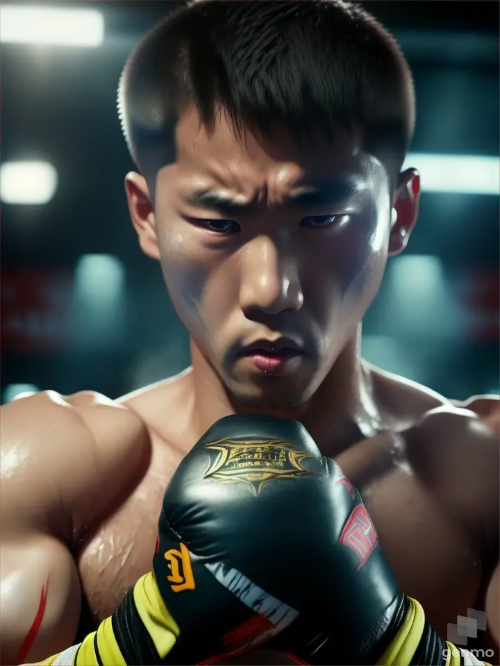  KOREAN Boy playing boxing in anger