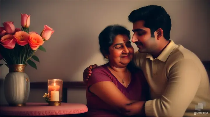 Reunion with Grandmother: Arjun 25year old embracing his  one grandmother, sharing the wisdom gained from his journey.
