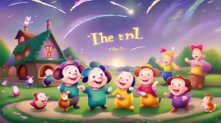 The image of the Happy Farm appears once more with a caption that says "The End."Effect: A shower of shooting stars fills the screen as the music ends on a happy note, cartoons style, Disney style 