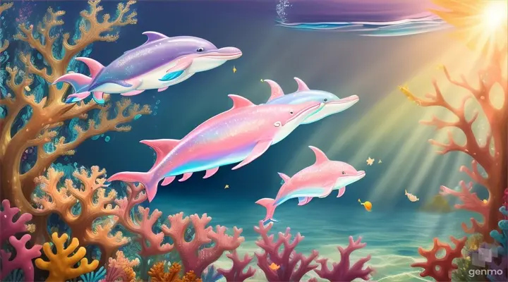 In the heart of Coral Haven, where the waters shimmered with iridescent hues and the coral reefs swayed in rhythm. dwelled a remarkable community of sea creatures. Among them were Pinky and Blu, the spirited dolphin duo, whose playful antics brought joy to all cartoon illustration