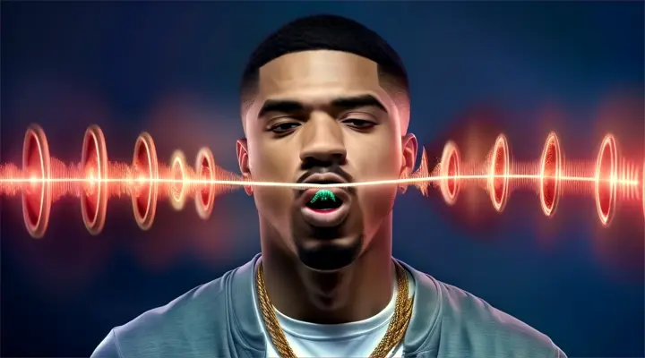 Introduce a visual metaphor of the artist's words breaking the sound barrier, with CGI effects showing waves of energy emanating from their mouth as they rap.