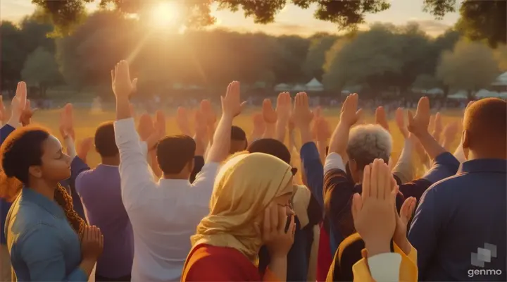 People raised their hands and prayed to Allah