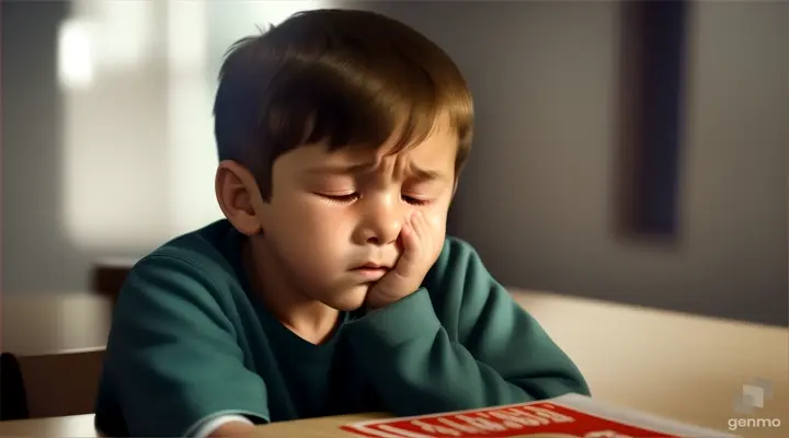 17. Depict Ricky 9 year old boy breaking down in tears, admitting his lie to his mother and fearing the consequences.
