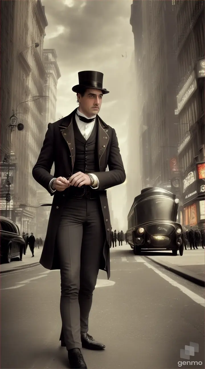 In 21st-century New York, a figure from 1876 appears, bewildering the bustling streets with tales of time and disappearance.