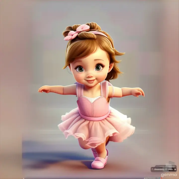 a digital painting of a little girl in a pink dress3D