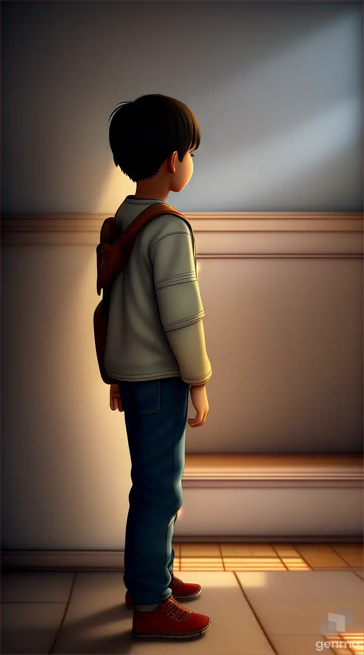 AN ANIMATED BOY IS SEARCHING SOMETHING IN HIS HOUSE