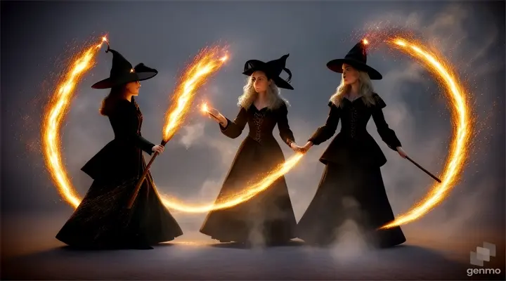  three witches disappear in a puff of smoke.