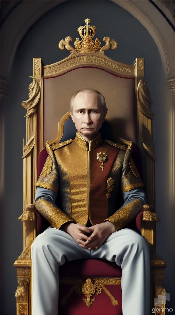 Putin is sitting in the throne room
