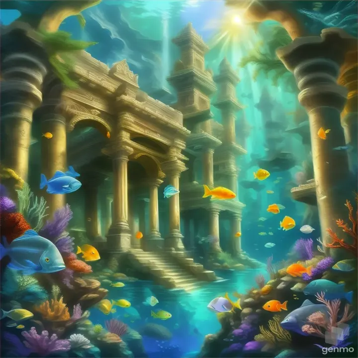 a painting of an underwater scene with fish