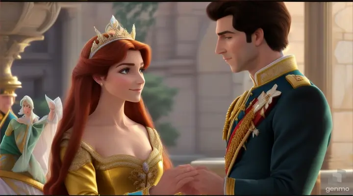 make an animated video of :The prince wearing royal clothes gazed up at Ariel's beautiful face