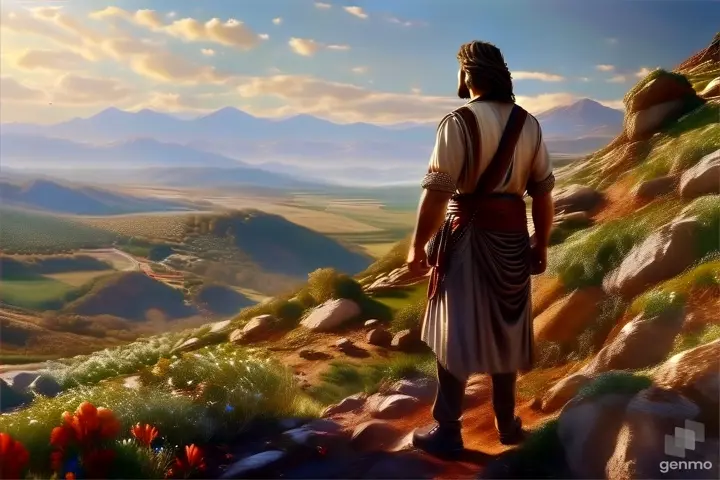 a man standing on top of a rocky hillside