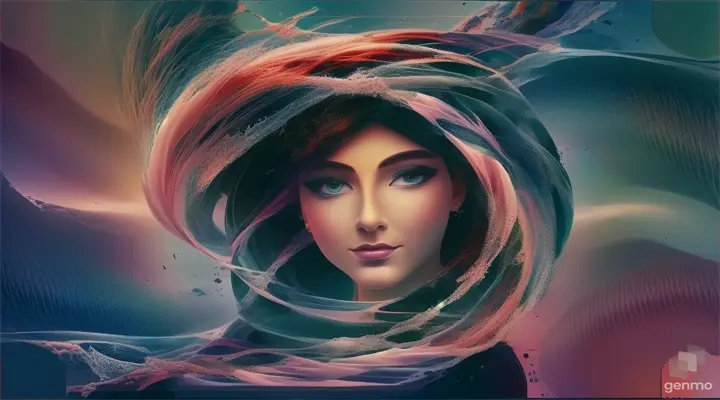 a digital painting of a woman's face and hair