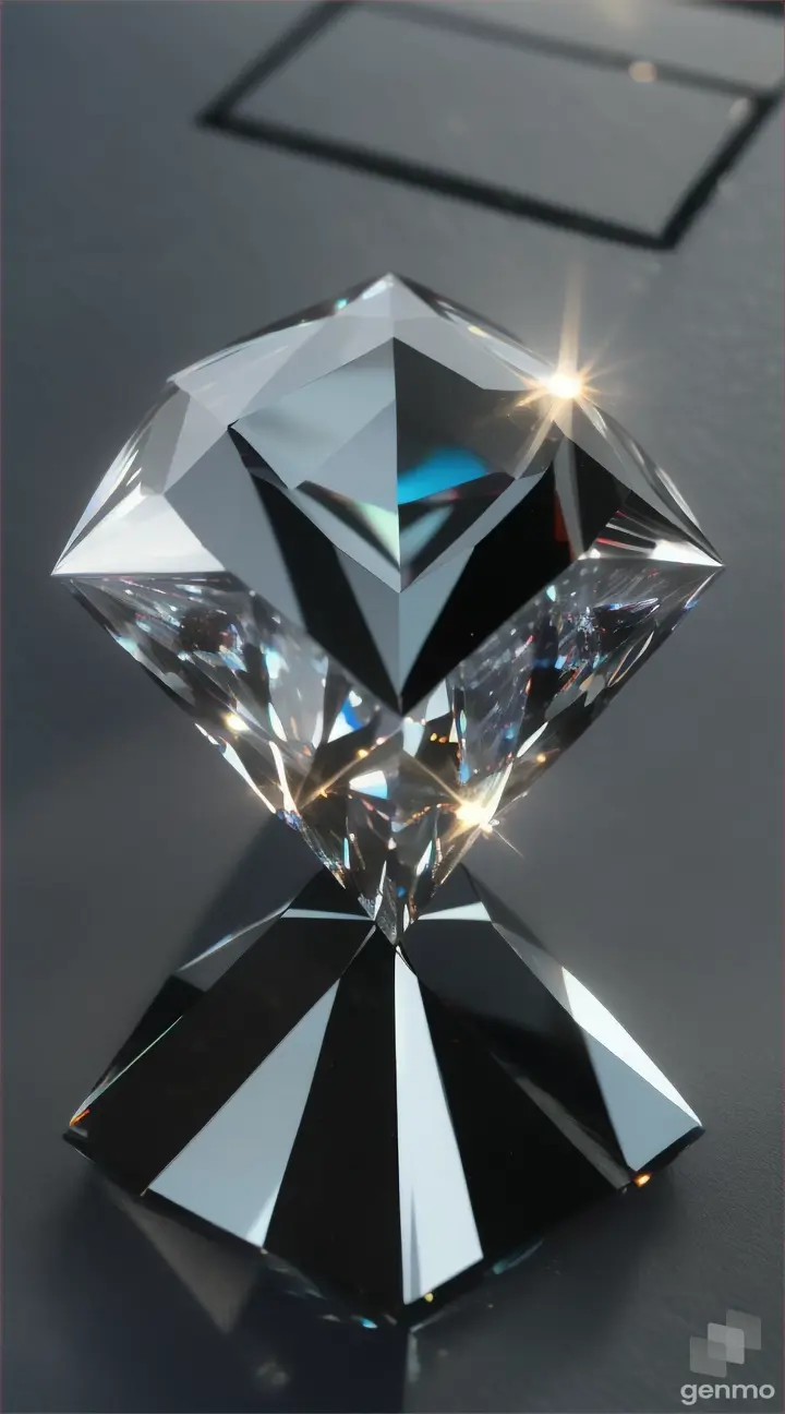 White shine diamond, radiant cut diamond, kept on smooth black stone floor