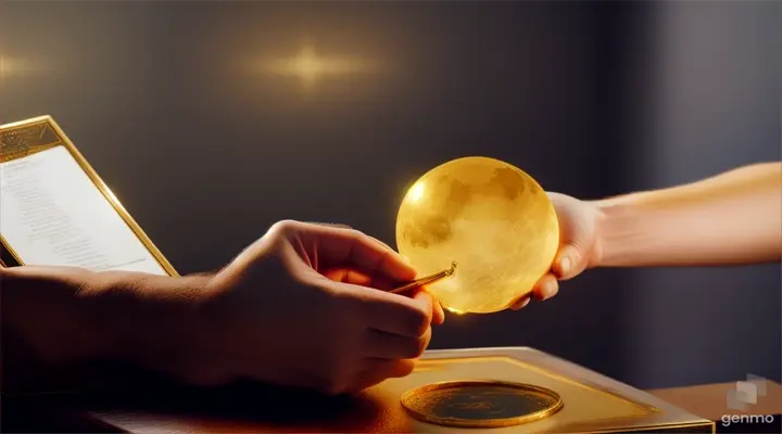 The goldsmith crafting a golden moon as per 

