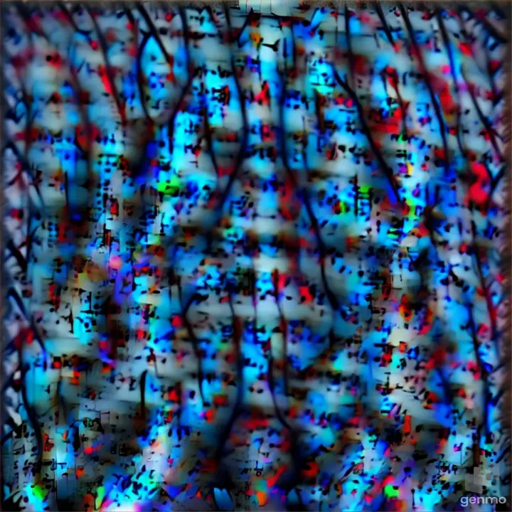 An art poster for a music festival of a side shot portrait of a woman's head with music notes coming out of her mouth, a microphone, synthesizer, a trumpet, a guitar, a drum-set, all the bands instruments and speakers are showed exploding out of her helmet, instruments & music coming from her head, HD 32K masterpiece, illustration by Kim Jung Gi, water color by Minjae Lee, hyper photo-realistic oil painting by Leng Jun
