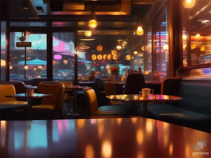 Nighttime in a cafe