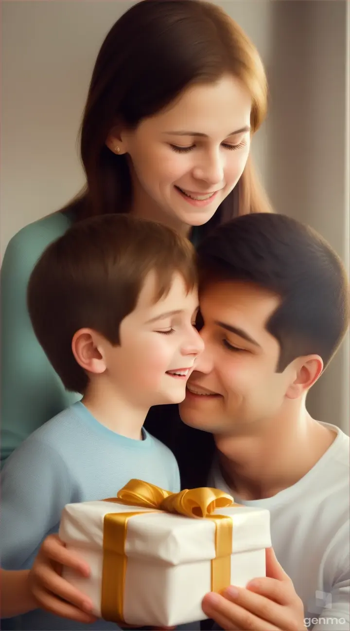 Boy get gift from Mom