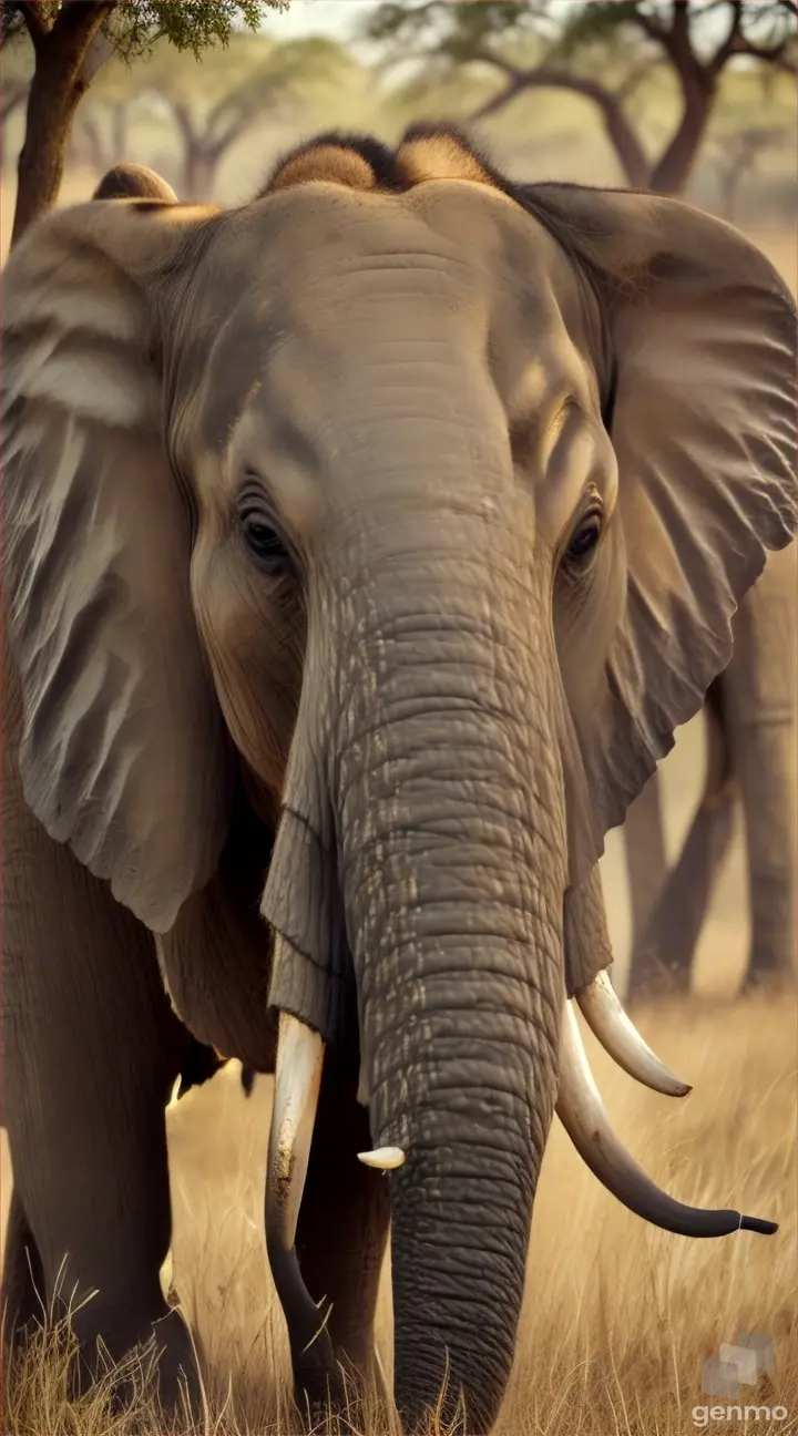 Real injured elephant in a Savannah forest