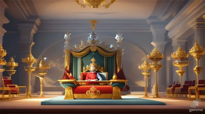 /imagine prompt: 3D animation, personality: [Illustrate Uplifting Cartoon characters engaging in fun activities The king conducting a royal audience, with advisors and ministers gathered around him, discussing matters of state. It should feel otherworldly and magical.] unreal engine, hyper real --q 2 --v 5.2 --ar 16:9