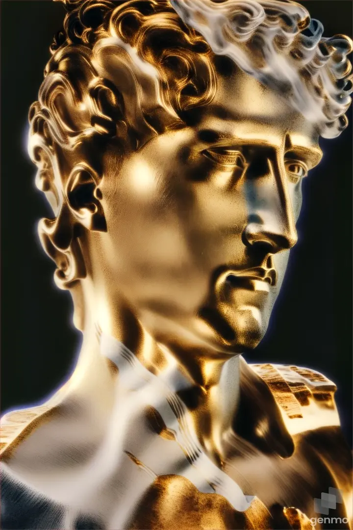 a close up of a statue of a man with curly hair