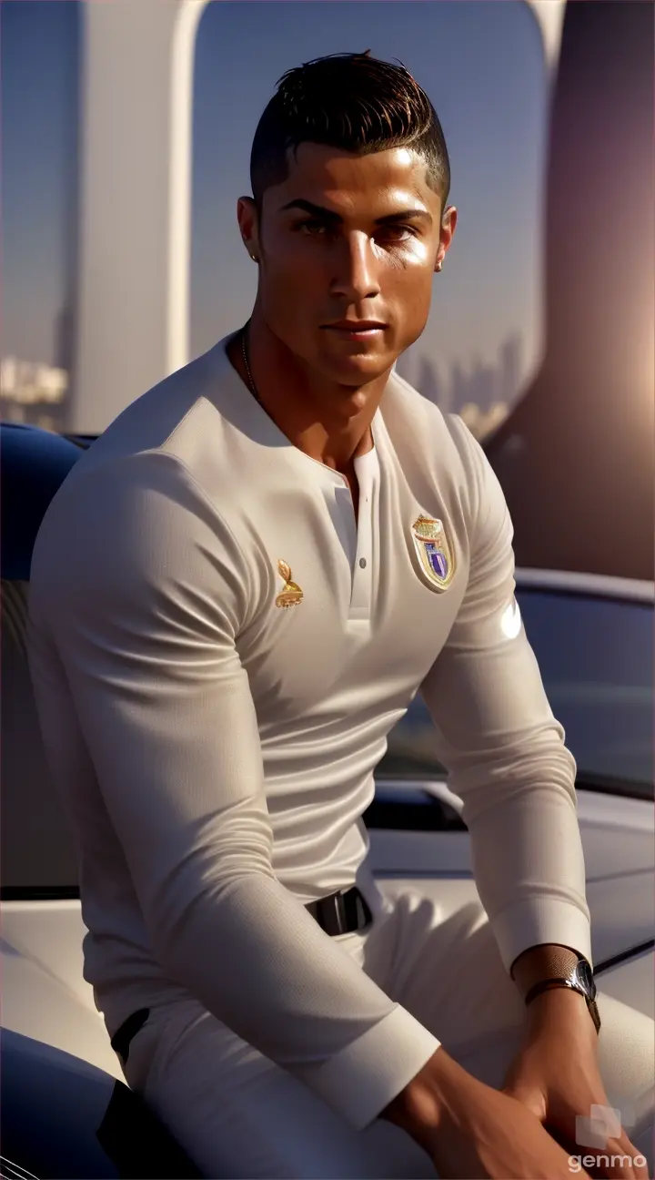 Cristiano Ronaldo in an expensive car in Dubai
